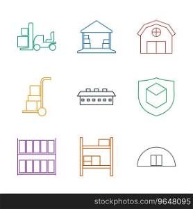 9 warehouse icons Royalty Free Vector Image