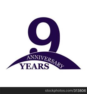 9 years anniversary, flat simple design, logo