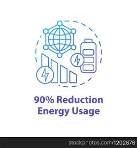 90 percent reduction energy usage concept icon. Mobile internet. 5G technology idea thin line illustration. High-speed connection. Wireless technology. Vector isolated outline drawing. Editable stroke