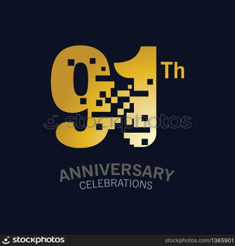 91 Year Anniversary logo template. Design Vector template for celebration