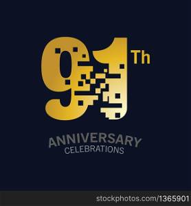 91 Year Anniversary logo template. Design Vector template for celebration