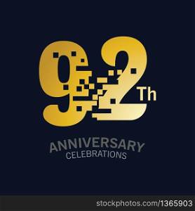 92 Year Anniversary logo template. Design Vector template for celebration