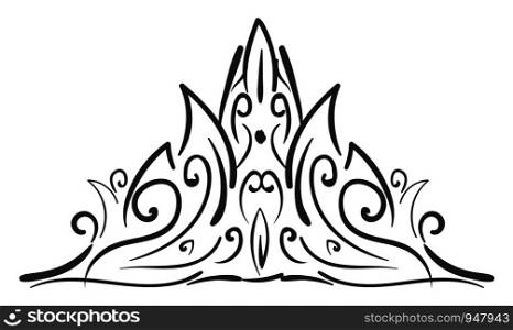 A A decorative crown in black colour which is very neat , vector, color drawing or illustration.
