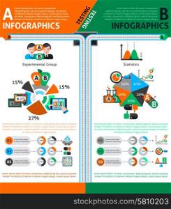 A-b testing infographics set with choice and comparison symbols and charts vector illustration. A-b Testing Infographics Set