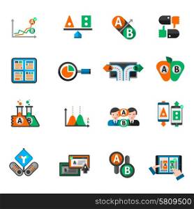 A-b testing split research study icons set isolated vector illustration. A-b Testing Icons Set