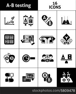 A-b two choice testing icons black set isolated vector illustration. A-b Testing Icons Black