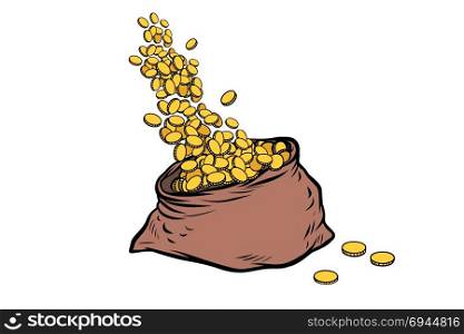 a bag of gold coins. Pop art retro vector illustration. bag of gold coins