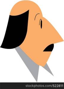 A bald man with patches of black hair and mustacho vector color drawing or illustration