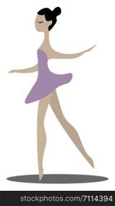 A ballerina in a purple dress, vector, color drawing or illustration.