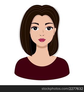 A beautiful girl with a fashionable hairstyle and makeup. Vector illustration on the theme of beauty and fashion.