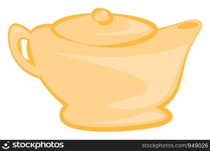 A beautiful teapot in orange color for countess, vector, color drawing or illustration.
