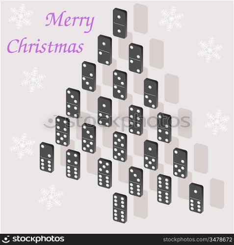 A beautiful tree of dominoes. Christmas card.