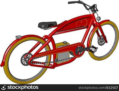 A bicycle or bike is a small human powered land vehicle with a seat two wheels two pedals and a metal chain vector color drawing or illustration