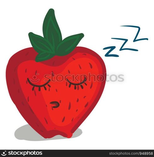 A big beautiful strawberry which is in sound sleep, vector, color drawing or illustration.