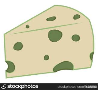 A big block of cheese like a Rockford, vector, color drawing or illustration.
