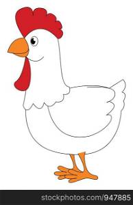 A big chicken in red and white colour , vector, color drawing or illustration.
