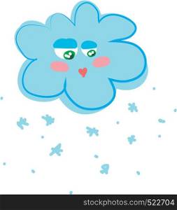 A big cloud with big green eyes vector color drawing or illustration