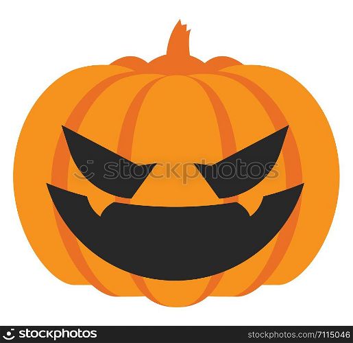 A big halloween with dark black eyes and mouth , vector, color drawing or illustration.