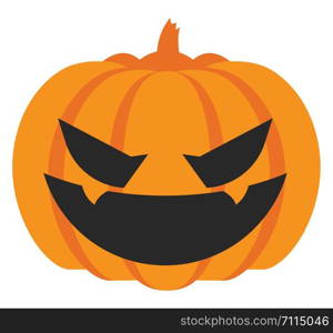 A big halloween with dark black eyes and mouth , vector, color drawing or illustration.