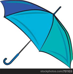 A big open umbrella in blue color vector color drawing or illustration