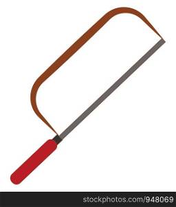 A big sharp hacksaw blade in red colour , vector, color drawing or illustration.