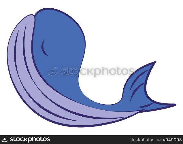 A big whale in blue color, vector, color drawing or illustration.