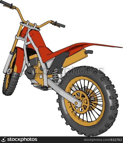 A bike or motorcycle is used for transportation It has two wheels handle engine etc vector color drawing or illustration