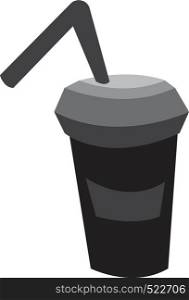 A black sipper with black straw vector color drawing or illustration