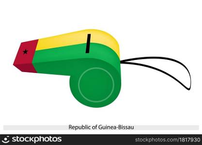 A Black Star on A Red Vertical Band with Horizontal Yellow and Green Bands of The Republic of Guinea Bissau Flag on A Whistle.