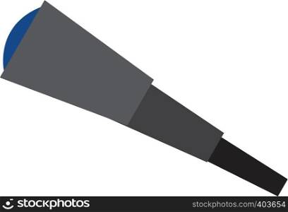 A black telescope with blue lens vector color drawing or illustration