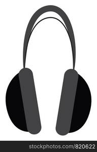 A black wireless headphone vector or color illustration