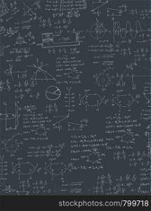 A blackboard with algebra formula. A Contemporary style. Vector flat design illustration isolated black background. Vertical layout.. Algebra formula