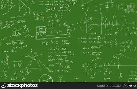 A blackboard with algebra formula. A Contemporary style. Vector flat design illustration isolated green background. Square layout. Algebra formula