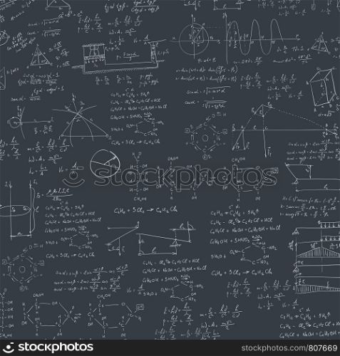 A blackboard with mechanical formula. A Contemporary style. Vector flat design illustration isolated black background. Square layout. Formula in blackboard.