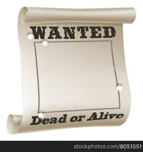 A blank wanted poster with text saying wanted dead or alive and bullet holes&#xA;
