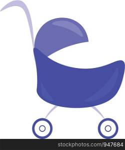 A blue baby carriage or cart for comfortable travelling vector color drawing or illustration