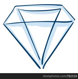 A blue diamond outlined with both dark and light blue, vector, color drawing or illustration.