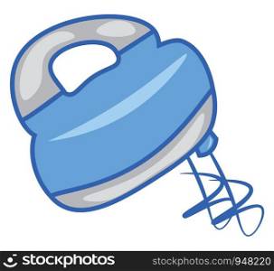 A blue electric hand mixer, vector, color drawing or illustration.