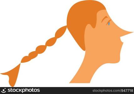 A blue eyed long hair blond lady in braided hairstyle vector color drawing or illustration