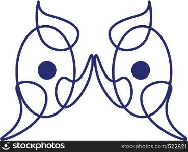 A blue mask with eyebrows vector color drawing or illustration
