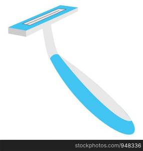 A blue razor with the shaving cartridge, and a trimmer blade, designed to deliver the closest and smoothest shave for human, and elevates the shaving experience, vector, color drawing or illustration.
