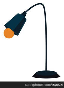 A blue table lamp with yellow bulb, vector, color drawing or illustration.