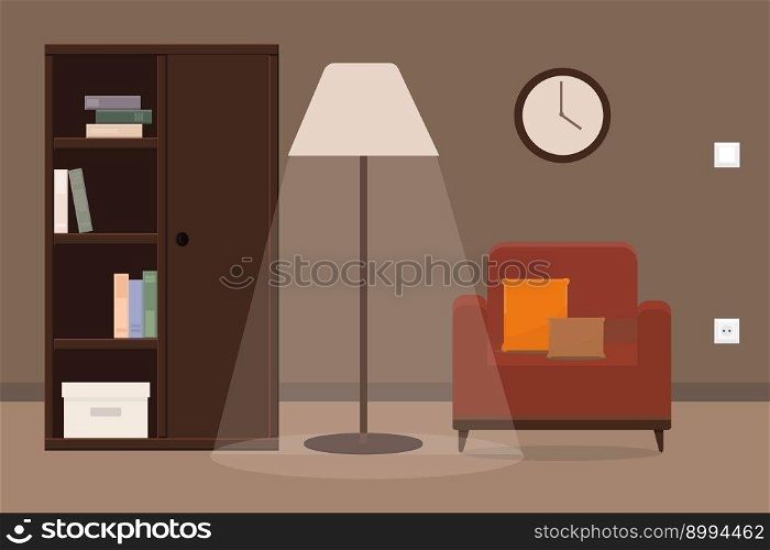 a bookcase with armchair and lamp interior workplace rest. bookcase with armchair and lamp interior workplace rest