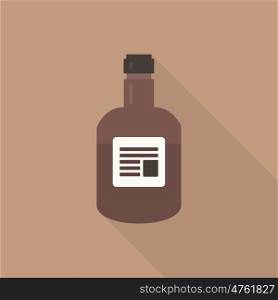 A bottle of whiskey in flat style. Vector illustration