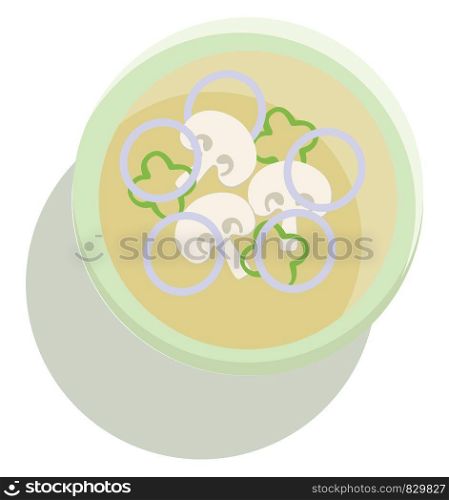A bowl of mushroom soup vector or color illustration
