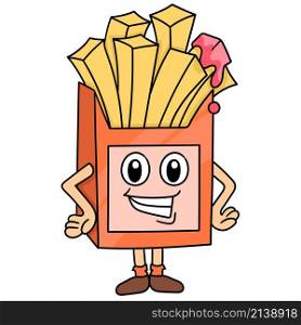 a box of french fries with a smiling cartoon face