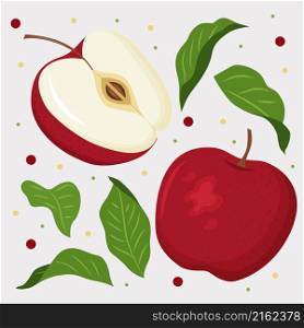 A bright colorful composition with ripe juicy red apples. Vector