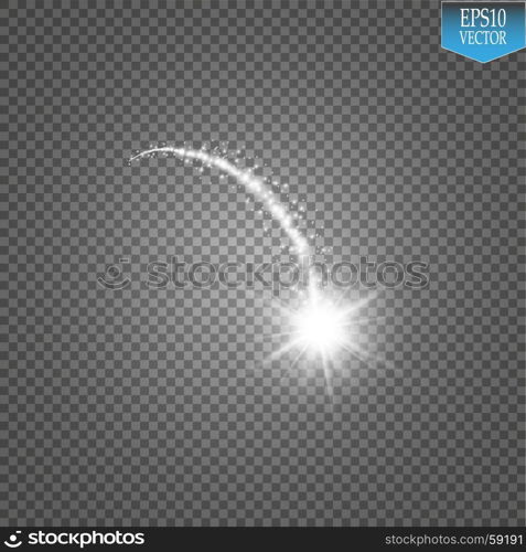 A bright comet with large dust. Falling Star. Glow light effect.. A bright comet with large dust. Falling Star. Glow light effect. Vector illustration