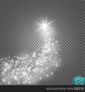 A bright comet with large dust. Falling Star. Glow light effect.. A bright comet with large dust. Falling Star. Glow light effect. Vector illustration