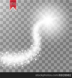 A bright comet with large dust. Falling Star. Glow light effect. Golden lights. Vector illustration. A bright comet with large dust. Falling Star. Glow light effect. Golden lights. Vector illustration, eps 10